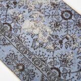Turkish All-Over Floral Light Blue Vintage Runner Rug, 61x207Cm