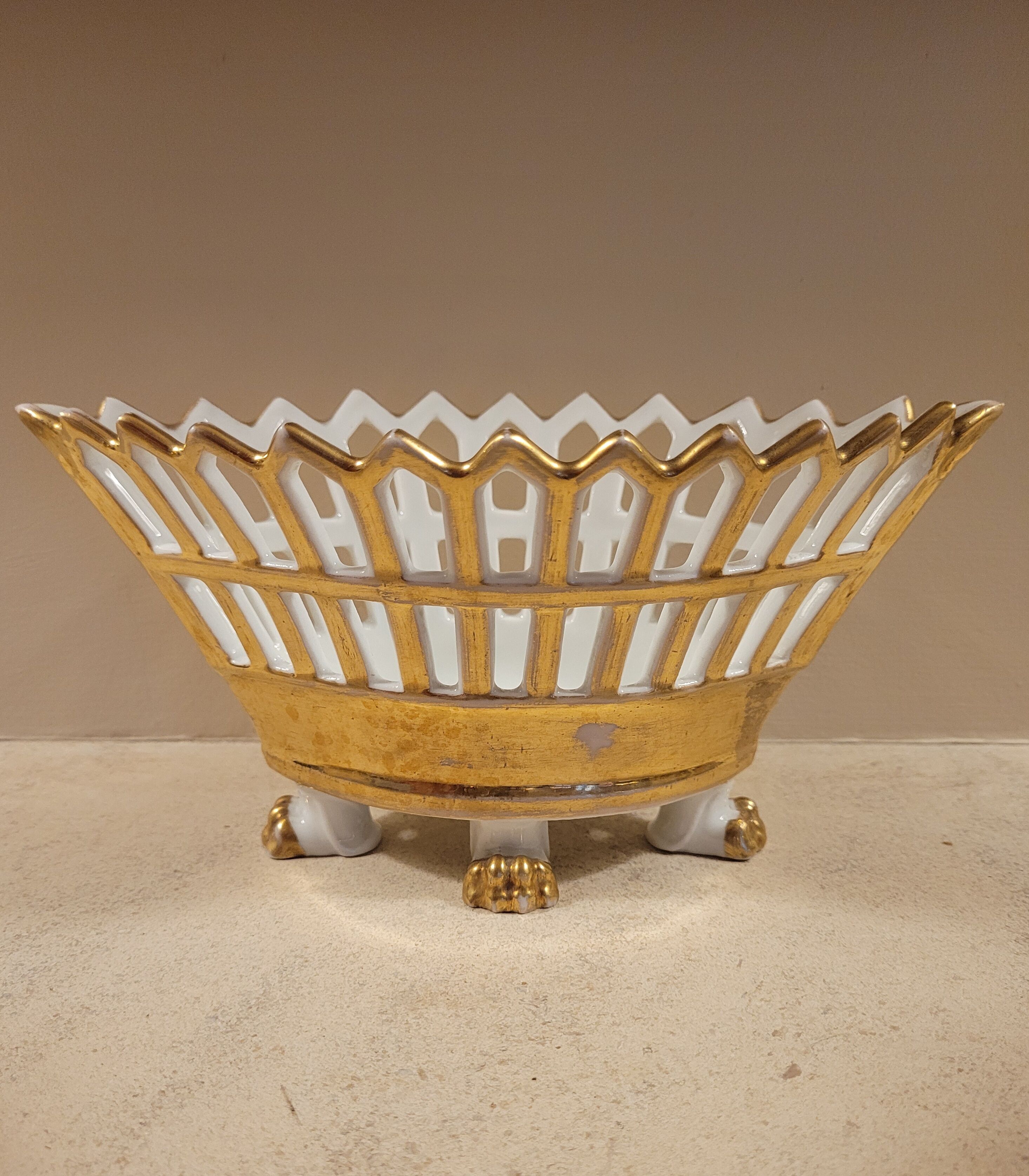 Old golden cut in vintage faience nineteenth century