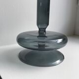 Diabolo design candle holder in vintage smoked glass