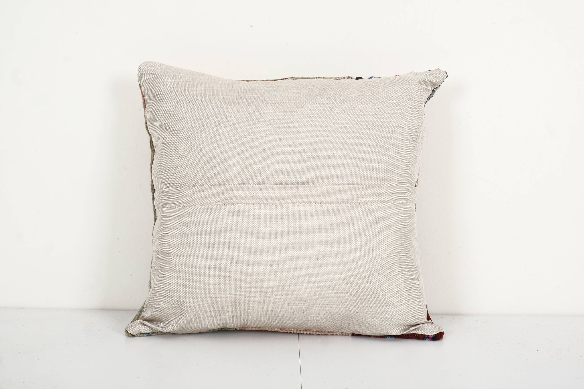 Square Patchwork Kilim Rug Lumbar Pillow Cover, Vintage Wool Kelim Cushion, Tribal Farmohuse Decor