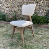 Set of 4 minimalist oak chairs from the 50s