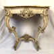 Louis XV style console in gray lacquered wood and marble top, nineteenth