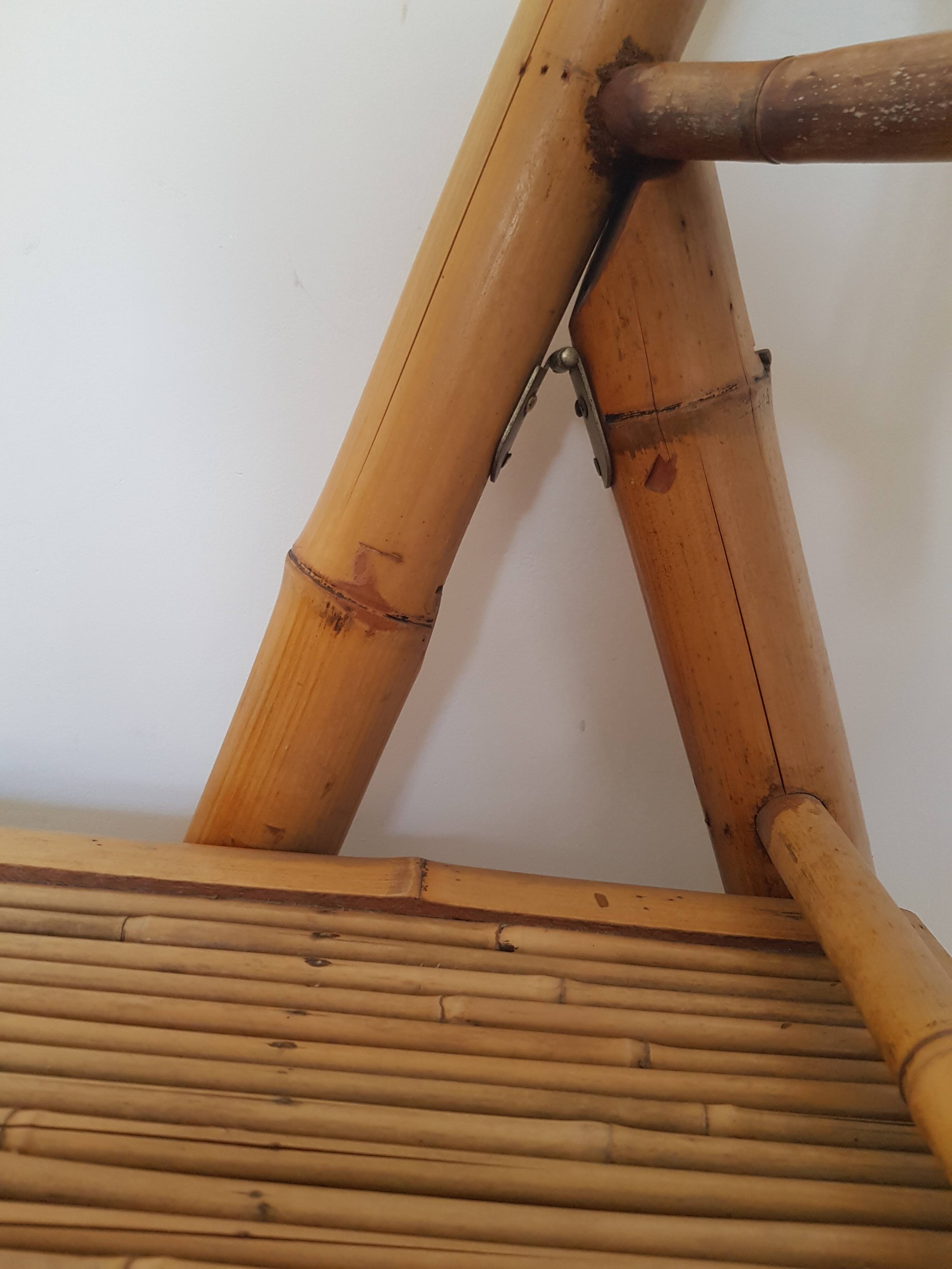 Bamboo and rattan folding chair