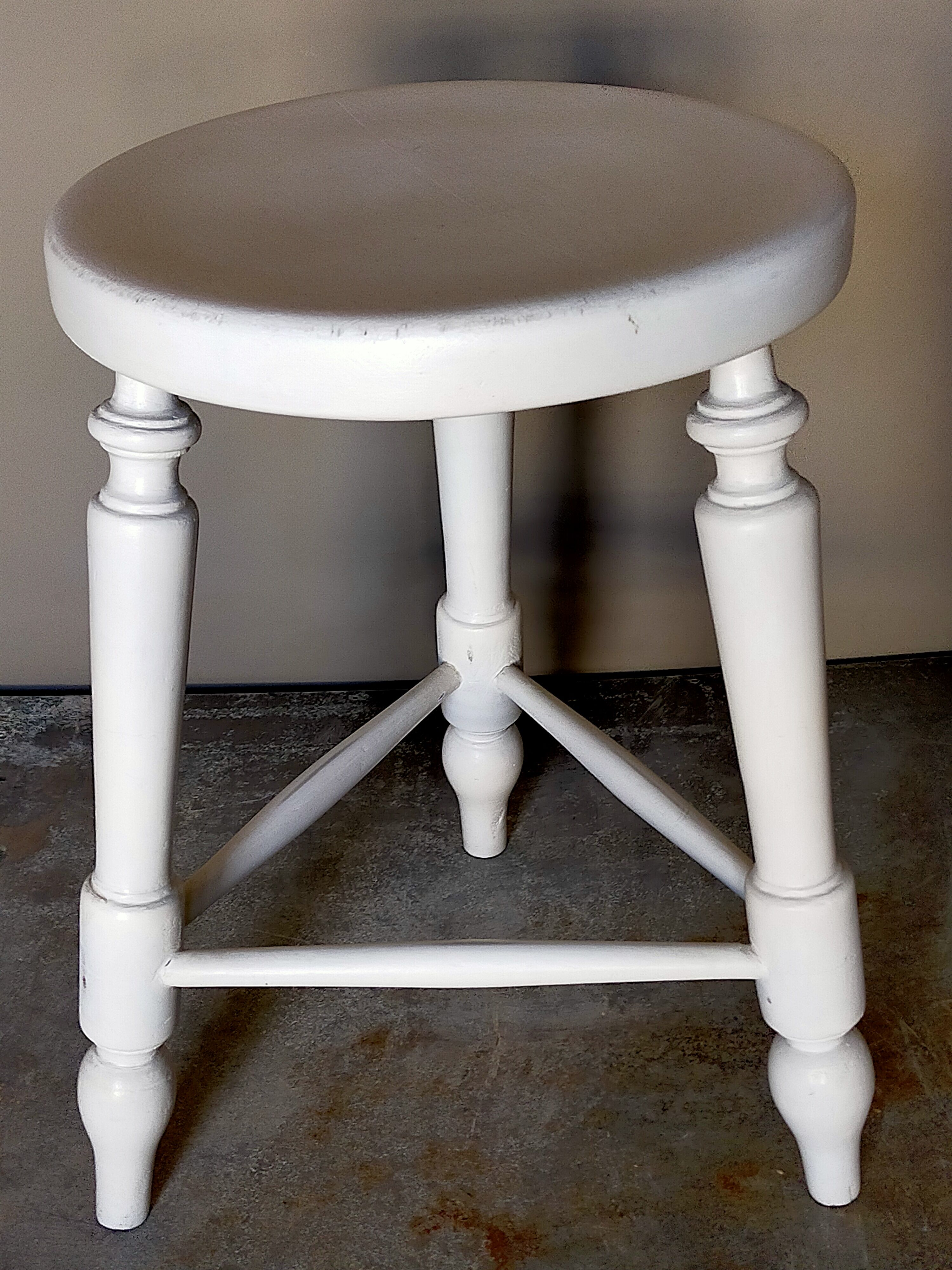 Painted solid turned wooden tripod