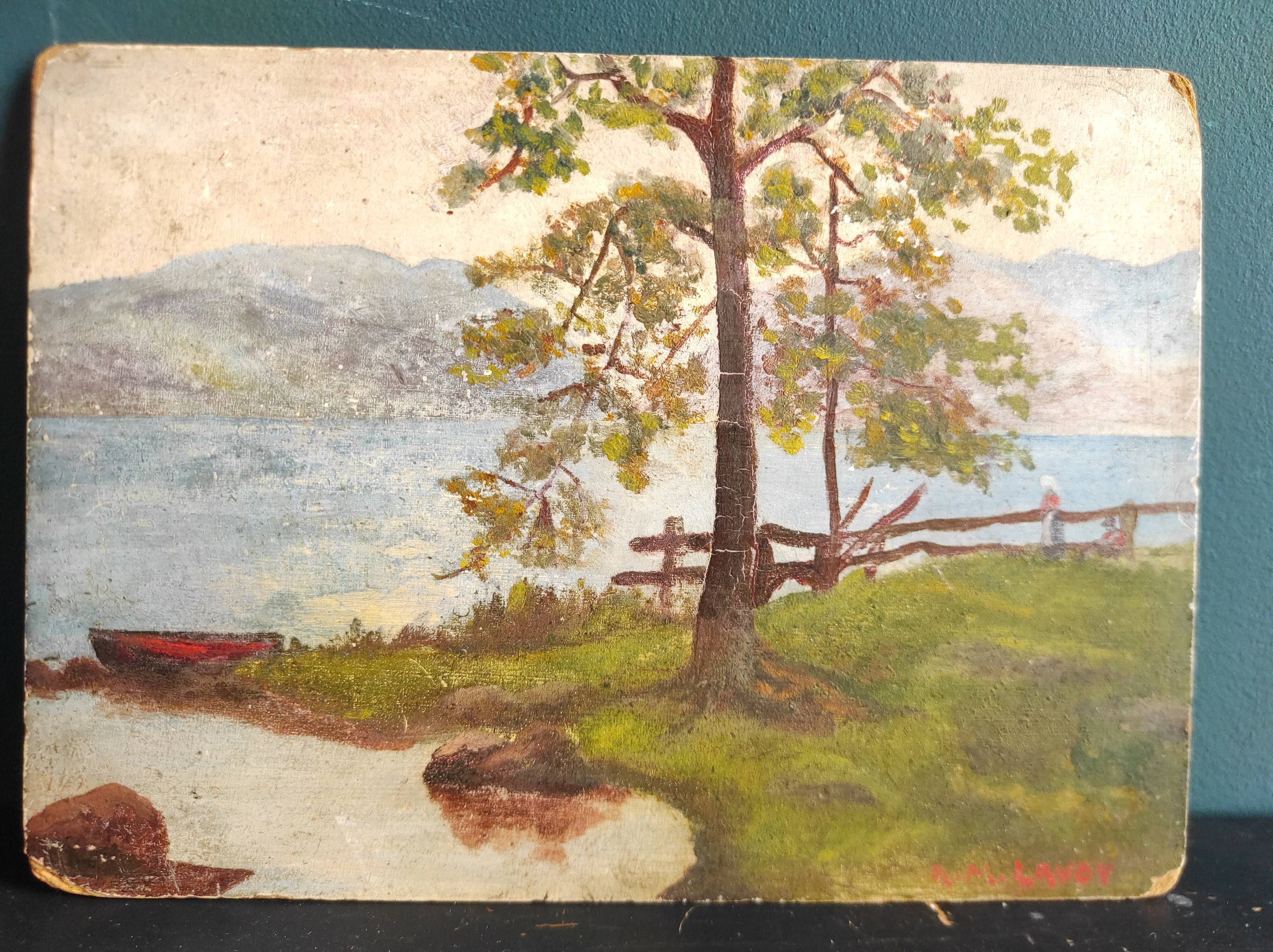French oil painting on board, signed Lavoy