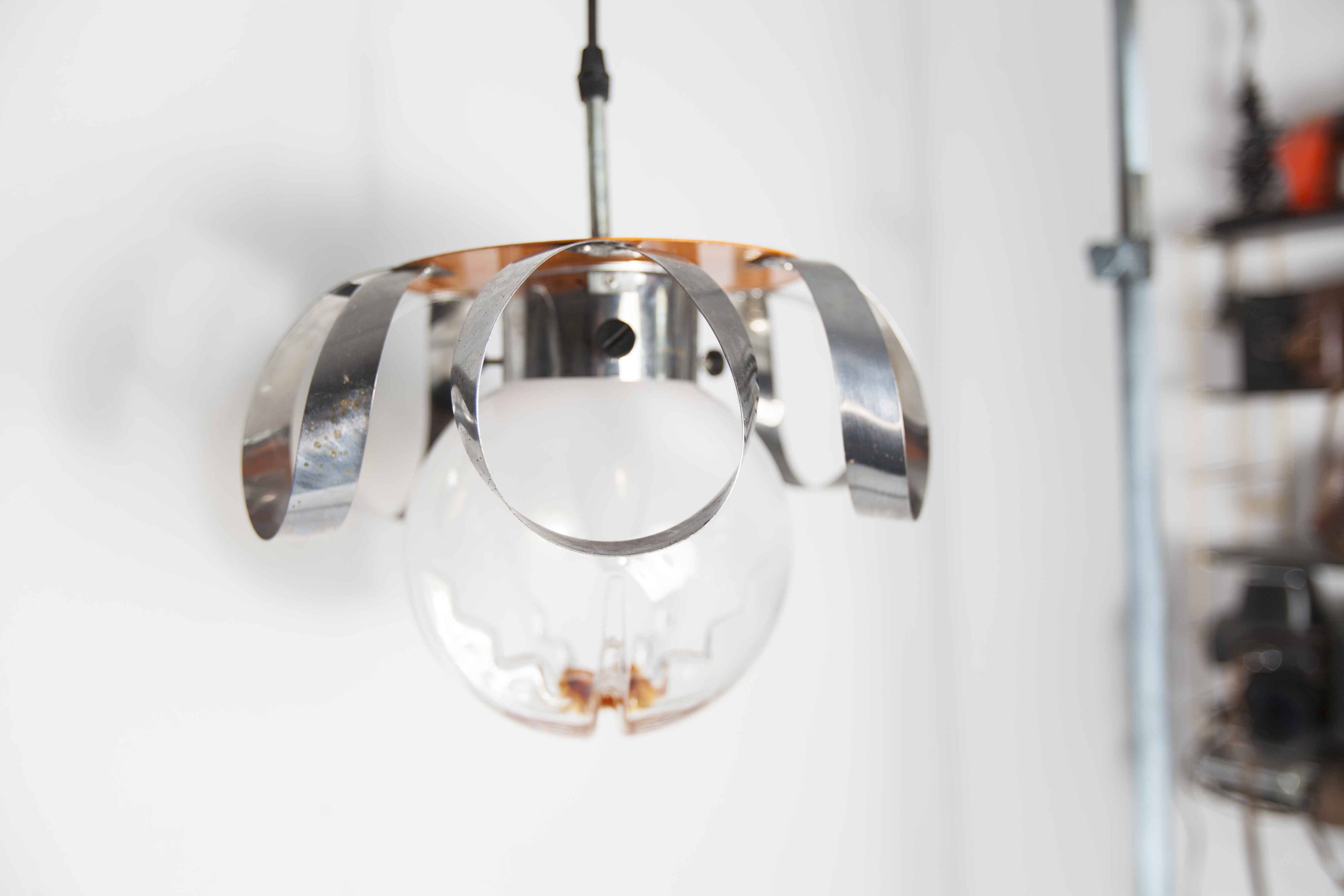 Murano glass globe pendant light, Maazzega edition, Italian design