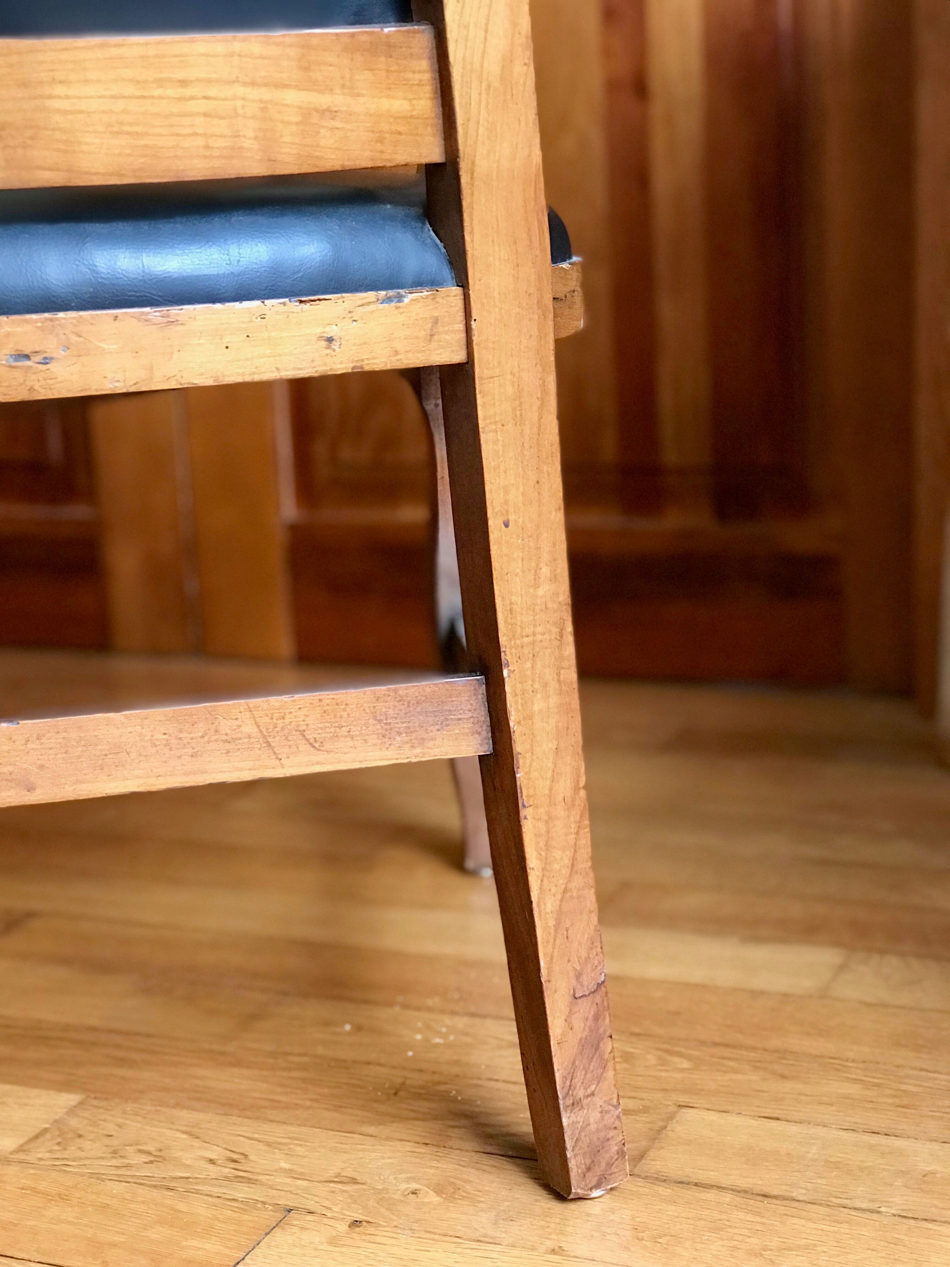 Wood and leather armchair