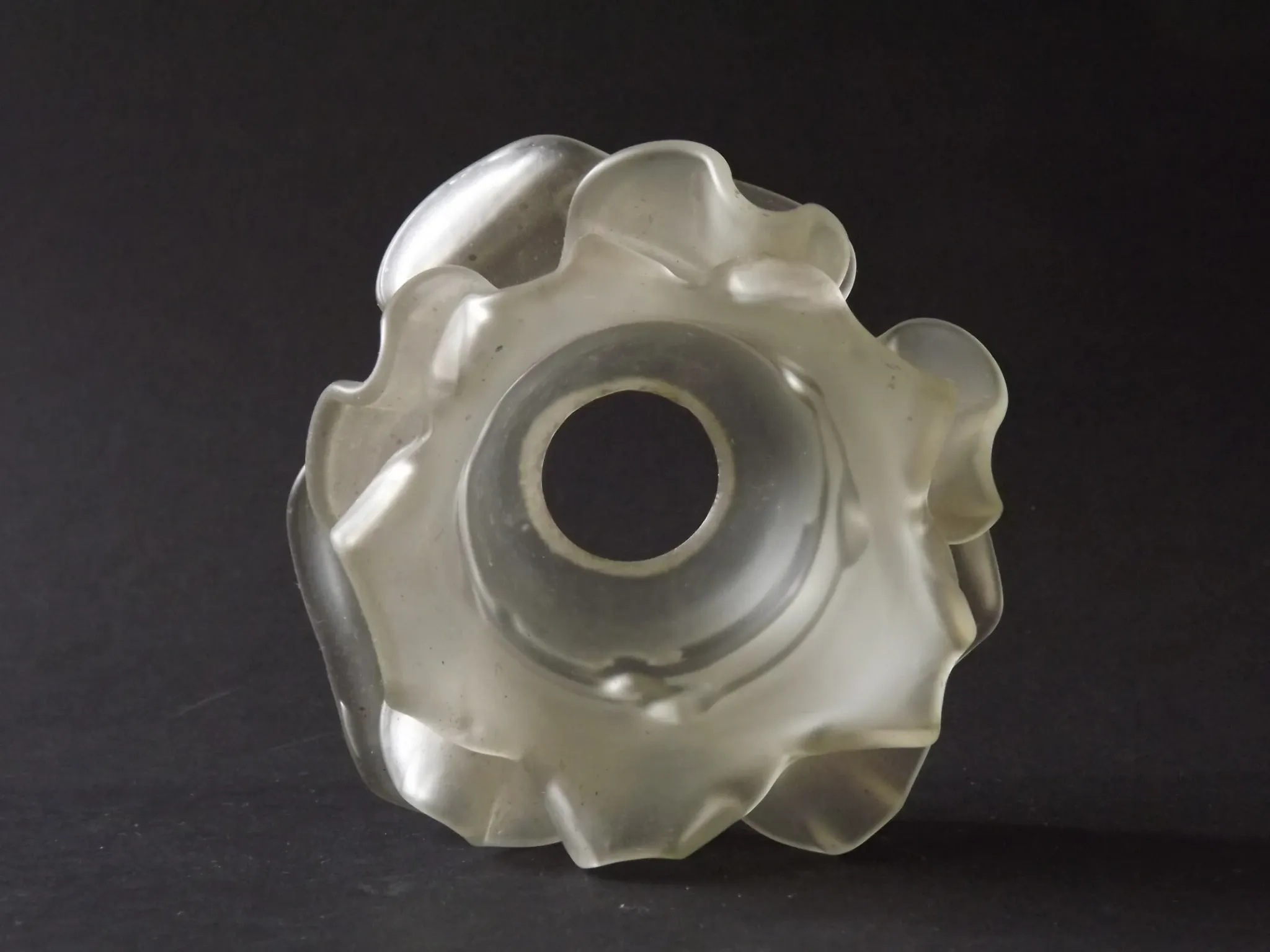 Vintage French Art Deco Frosted Satin Glass Rose Petal Flower Lamp Shade