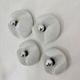 Set of 4 Peil & Putzler Wave milk glass Wall lamp , 1970s