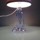 Bedside lamp with glass base and beige fabric lampshade / vintage 60s-70s