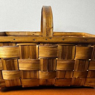 Panier en noyer tressé année 60