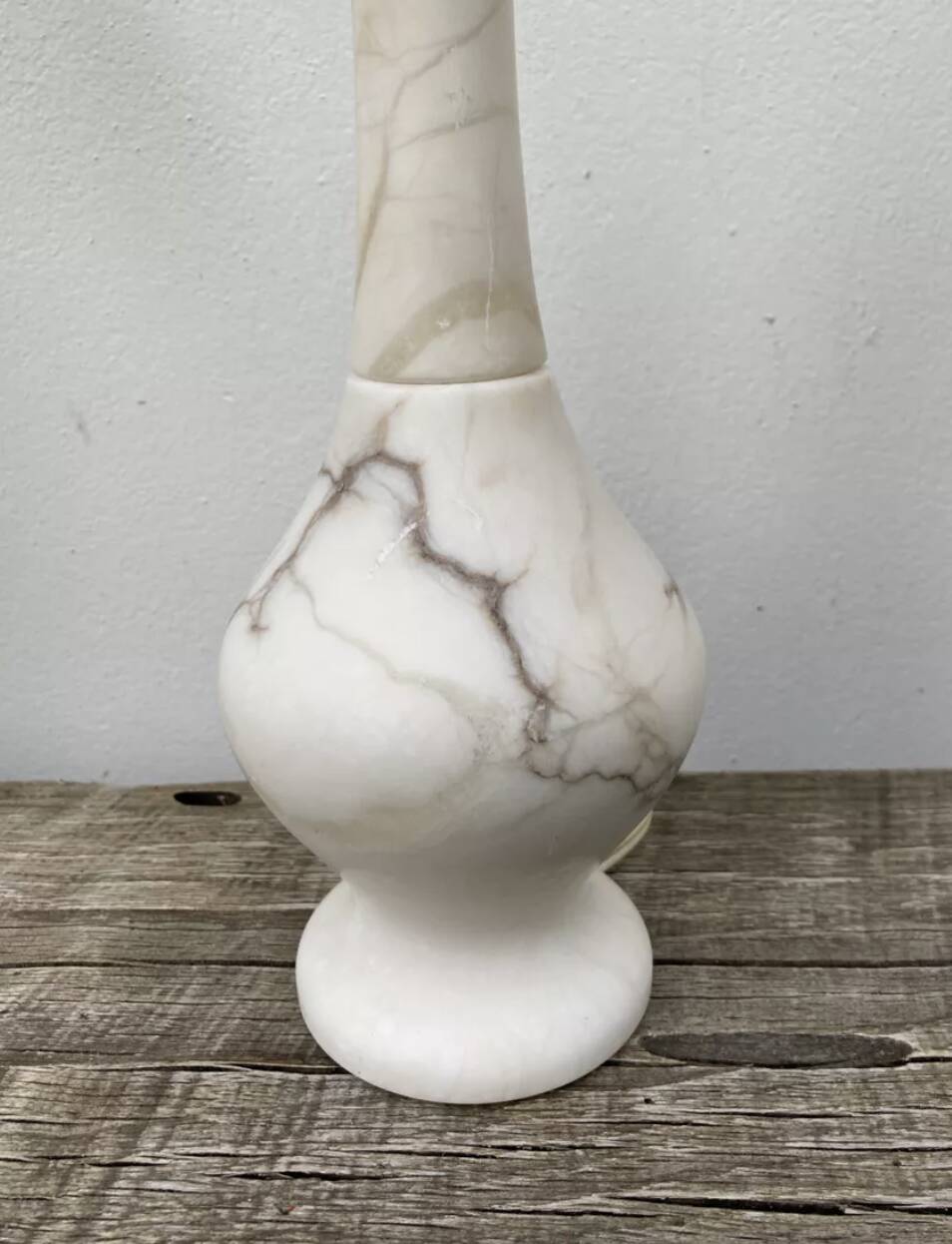 White and gray marble lamp base