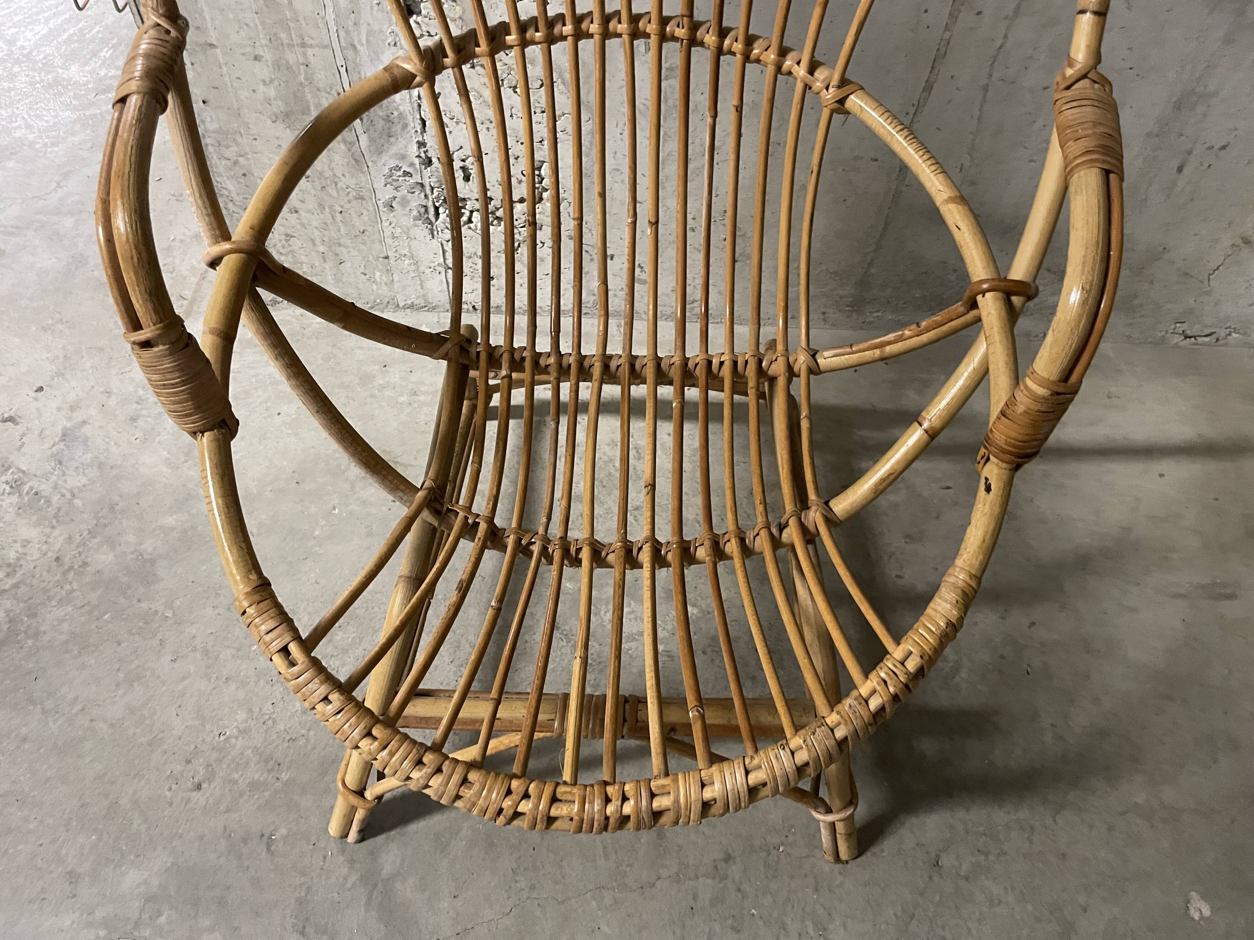 Fauteuil en rotin années 60