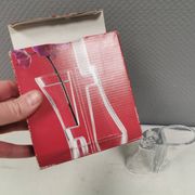 Vintage glass candlesticks/vases from the Danish Holmegaard glassworks.