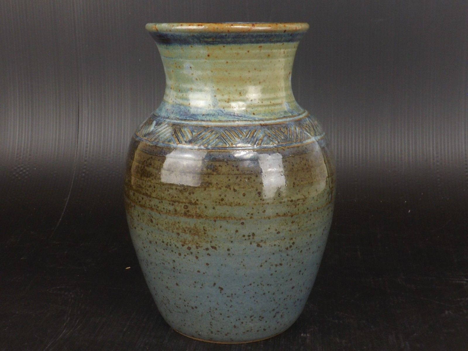 Muddled Sandstone Vase, Puisaye,Beautiful Signature of Incurvé Artist