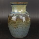 Vase en Grès Émaillé Coulant, Puisaye,Belle Signature d'Artiste Incurvé