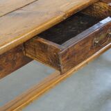 Table à manger ancienne du XVIIIe siècle en chêne avec 2 tiroirs