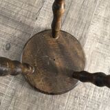 Ancien tabouret tripode bois tourné pieds boules