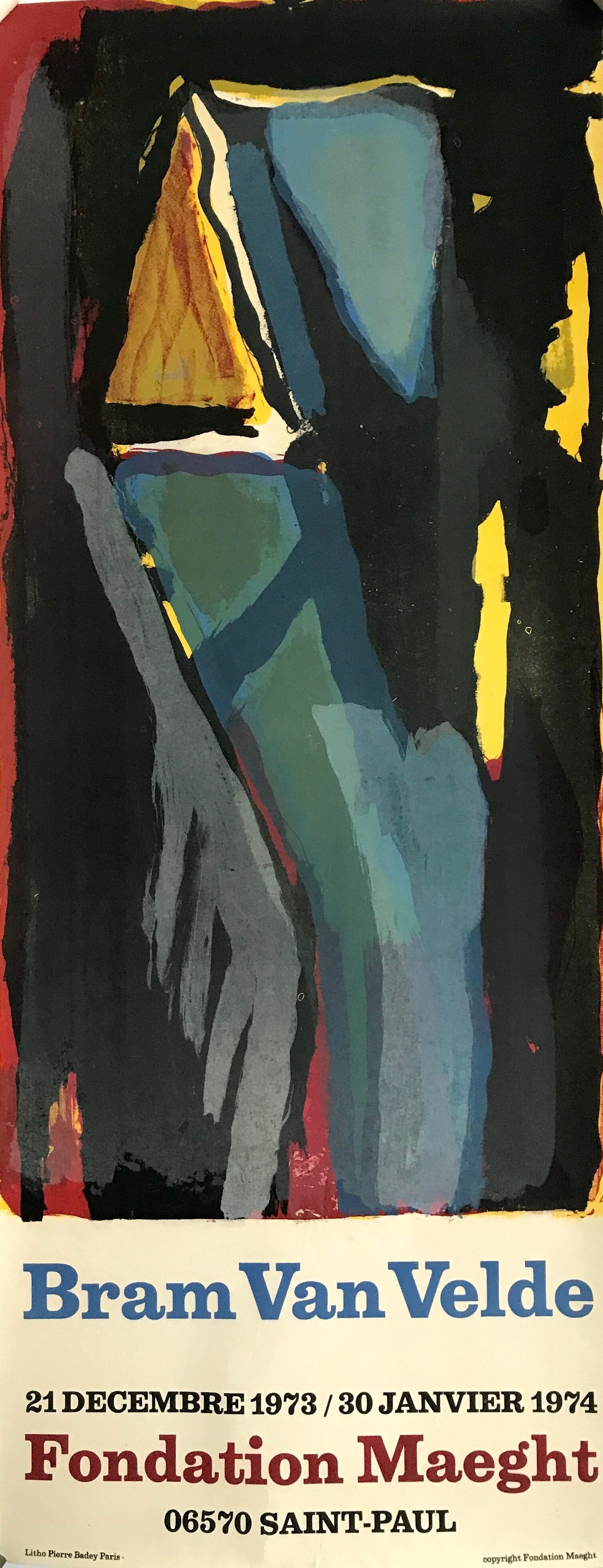 Original lithograph poster by Bram Van Veld, fondation Maeght, 1974