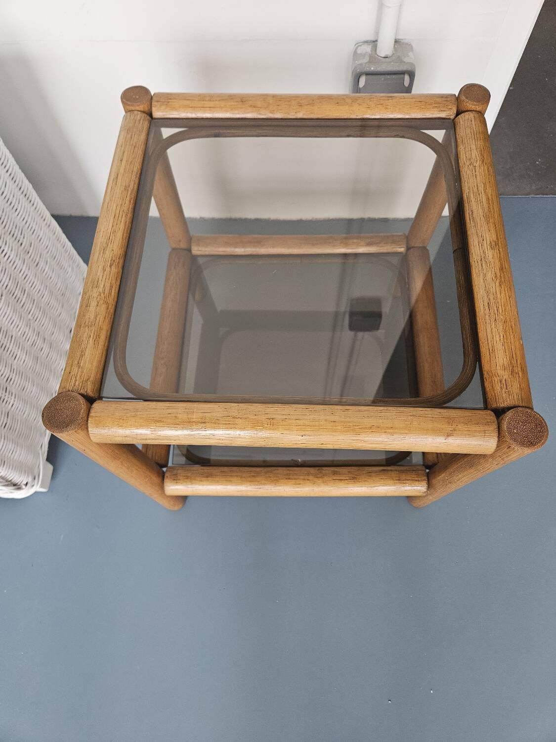 Glass and rattan table