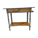 Coiffeuse bois, 2 tiroirs, gris taupe