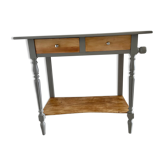 Coiffeuse bois, 2 tiroirs, gris taupe