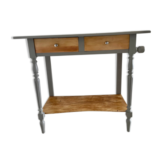 Wooden dressing table, 2 drawers, taupe grey