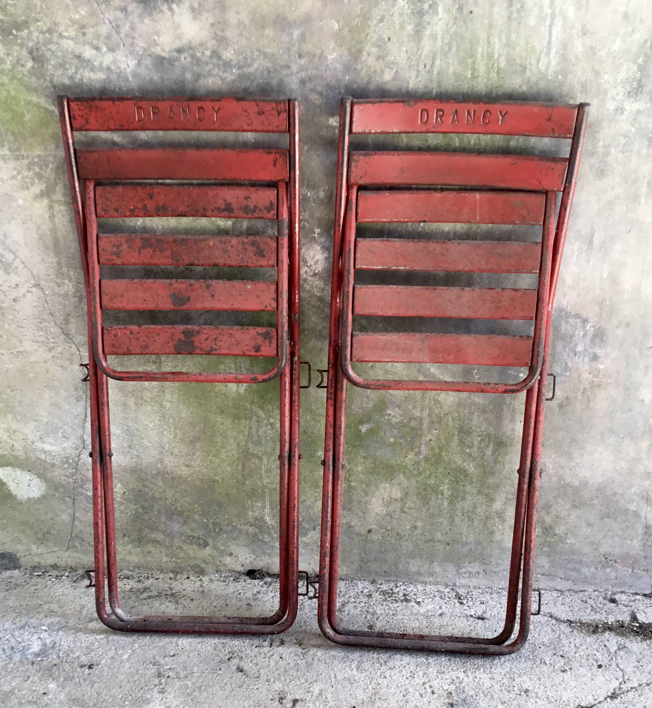 Pair of metal folding chairs Drancy - vintage 1950s