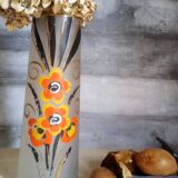 Painted frosted glass Art Deco vase