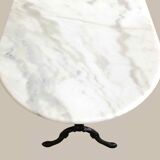 Oval marble and cast iron bistro table