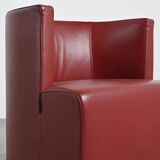 Pair of post-modern red leather armchairs by Wittmann