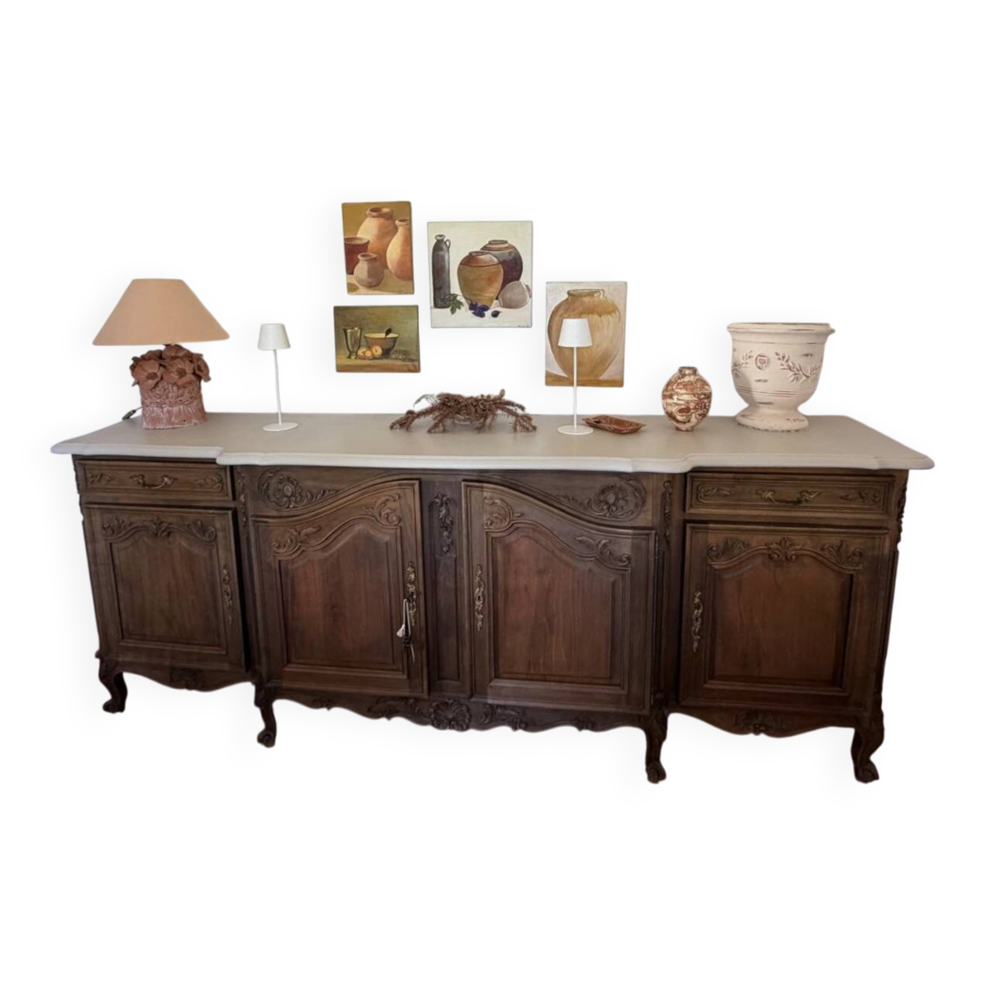 Large walnut sideboard in Louis XV style