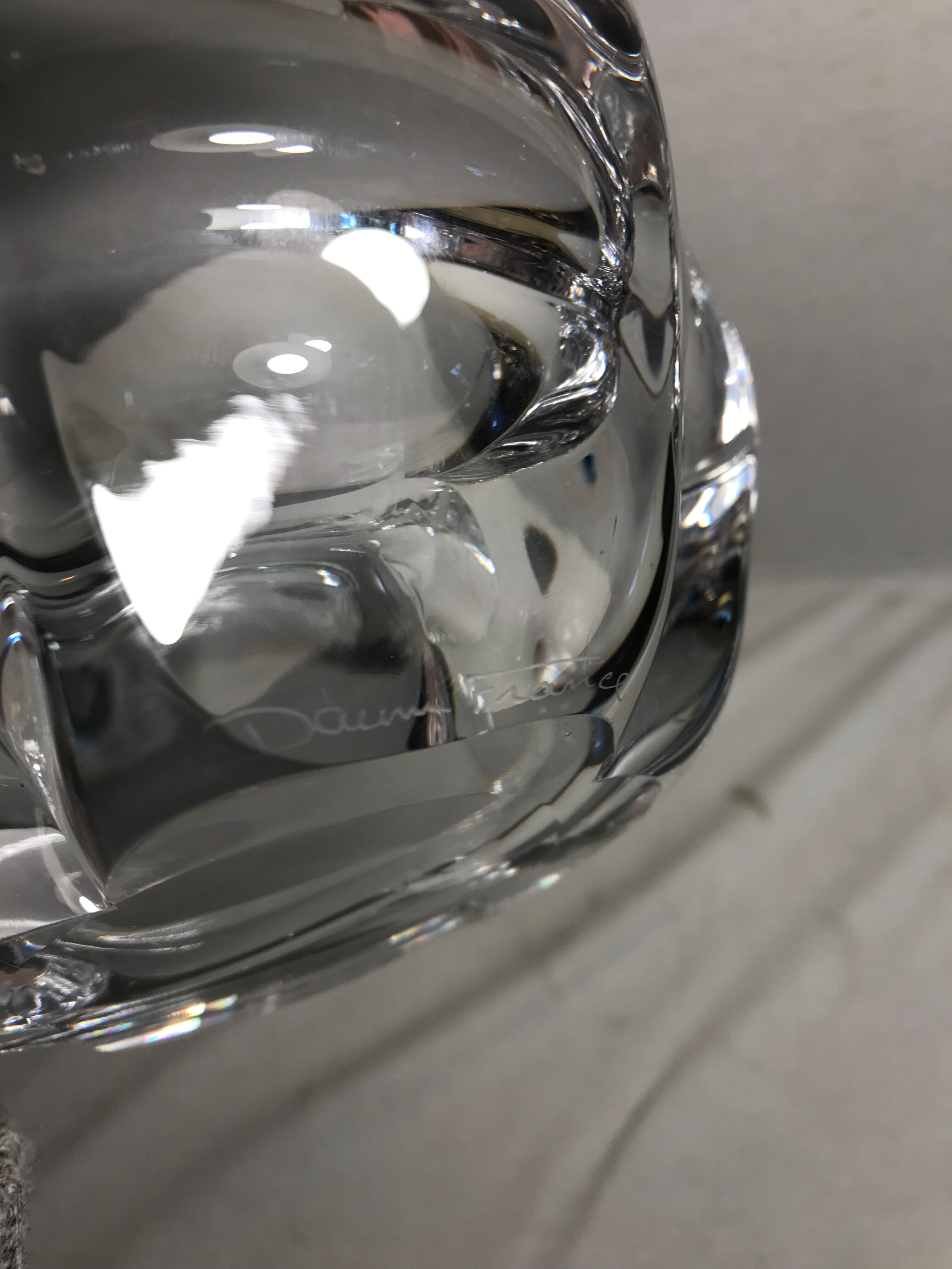 Former grand model Daum crystal ashtray signed France vintage