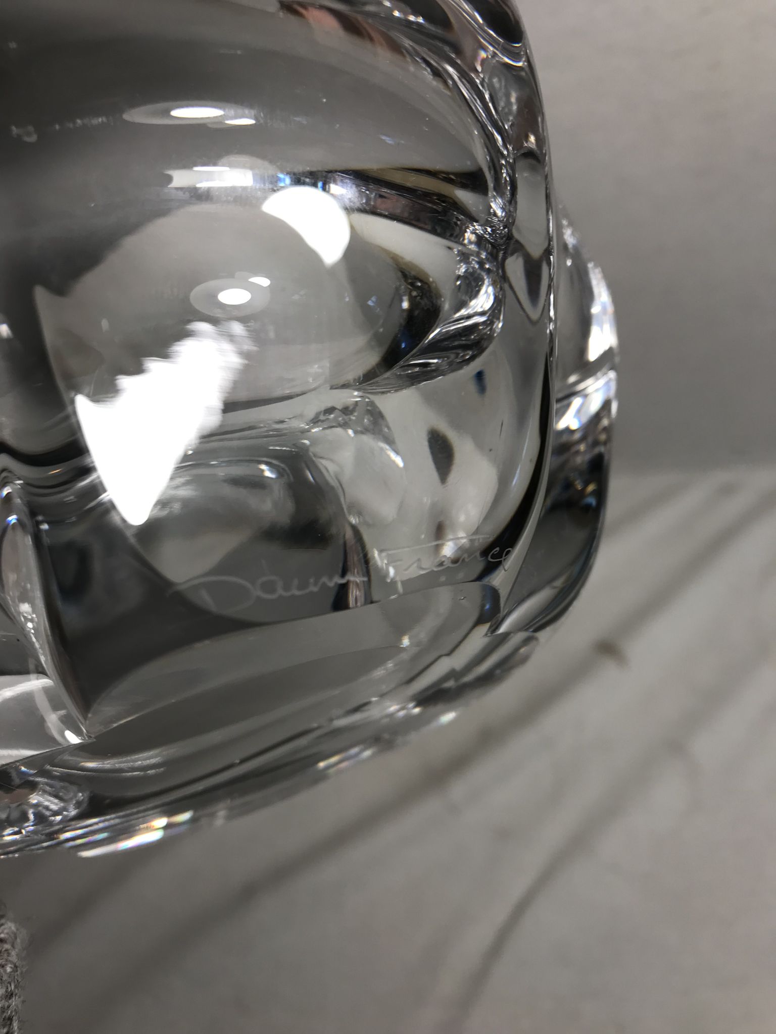 Former grand model Daum crystal ashtray signed France vintage
