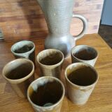 Vintage orangeade or fruit juice set in Digoin stoneware