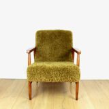 Vintage armchair, 1970s, red fox - high pile Camel