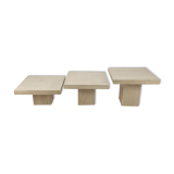 Set of 3 Italian Travertine Coffee Tables, 1980s