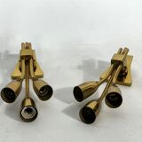 Lumi Milano, Mid-Century Modern pair of Italian brass sconces from 60s