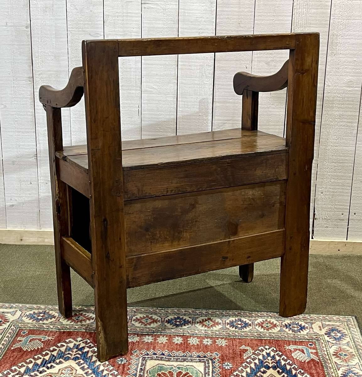 19th century fir fireplace bench