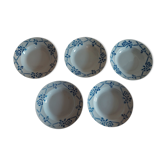 Hollow plates series of five Moulin des Loups Orchies model Bric blue
