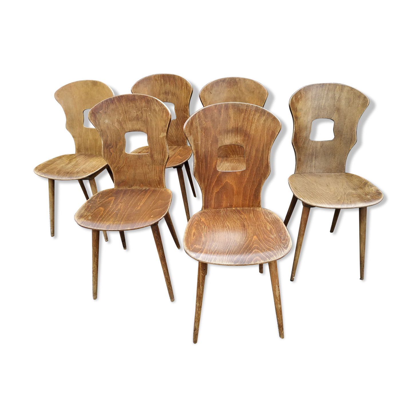 Suite of 6 vintage chairs Baumann model "Gentiane" 50s