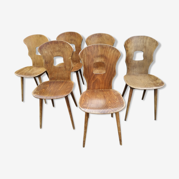 Suite of 6 vintage chairs Baumann model "Gentiane" 50s