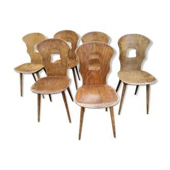 Suite of 6 vintage chairs Baumann model "Gentiane" 50s