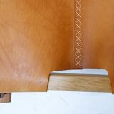 Vintage Scandinavian-style lounge chair in wood and leather