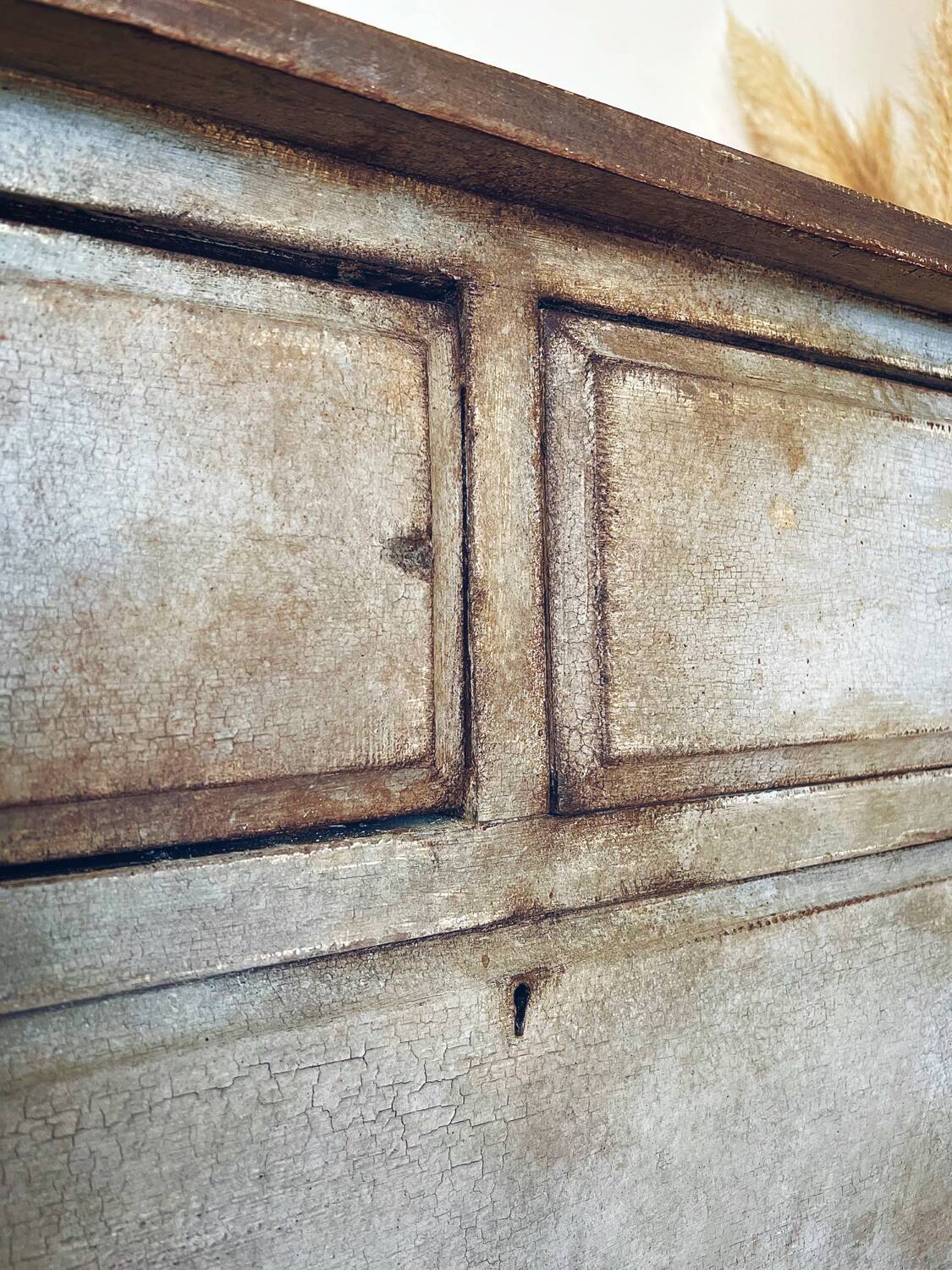 Antique commode, patinated, blue-grey Tuscany.