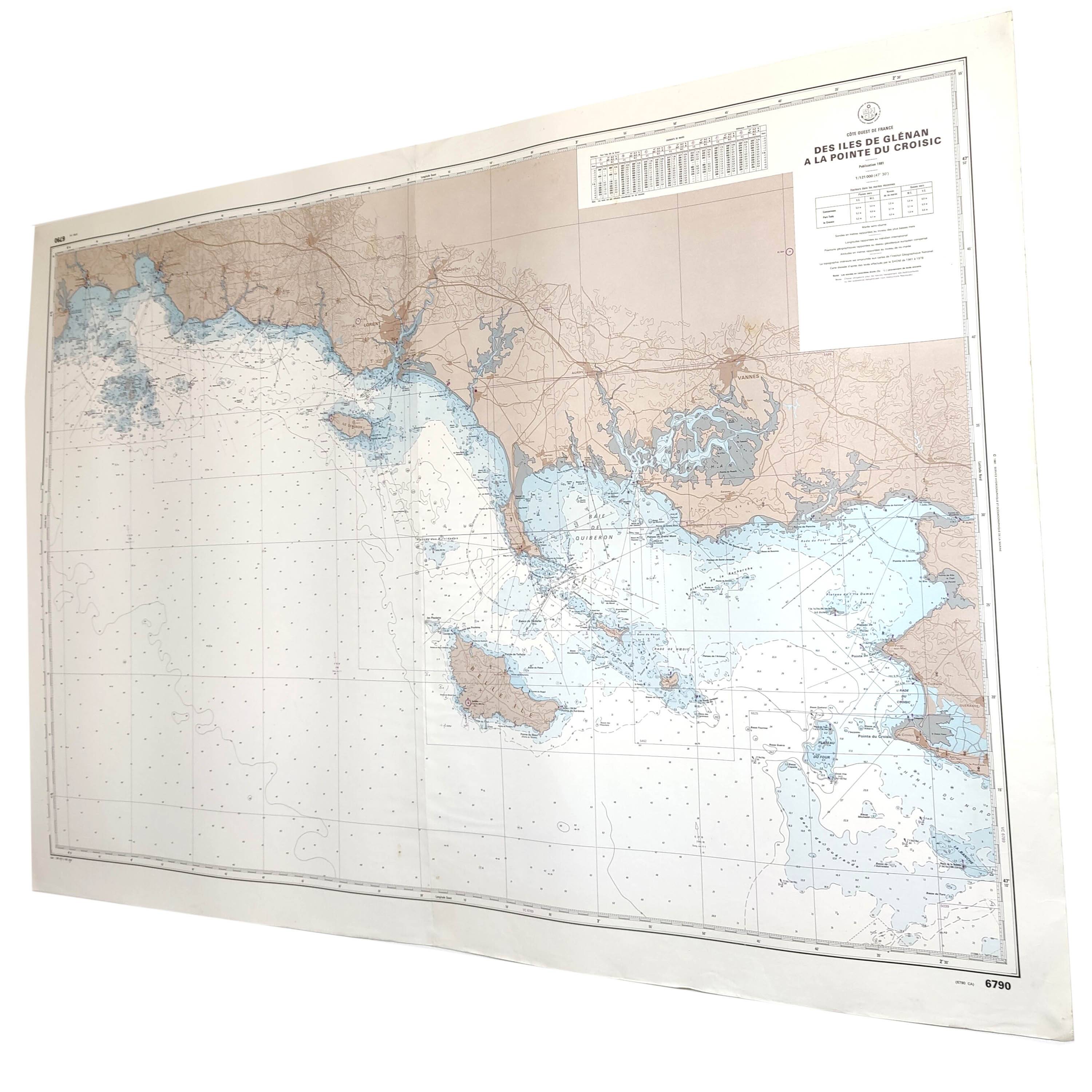 Carte Finistère et Morbihan côte ouest France 1981