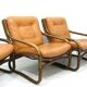 Italian Bamboo, Rattan, and Leather Living Room Set, 1970s