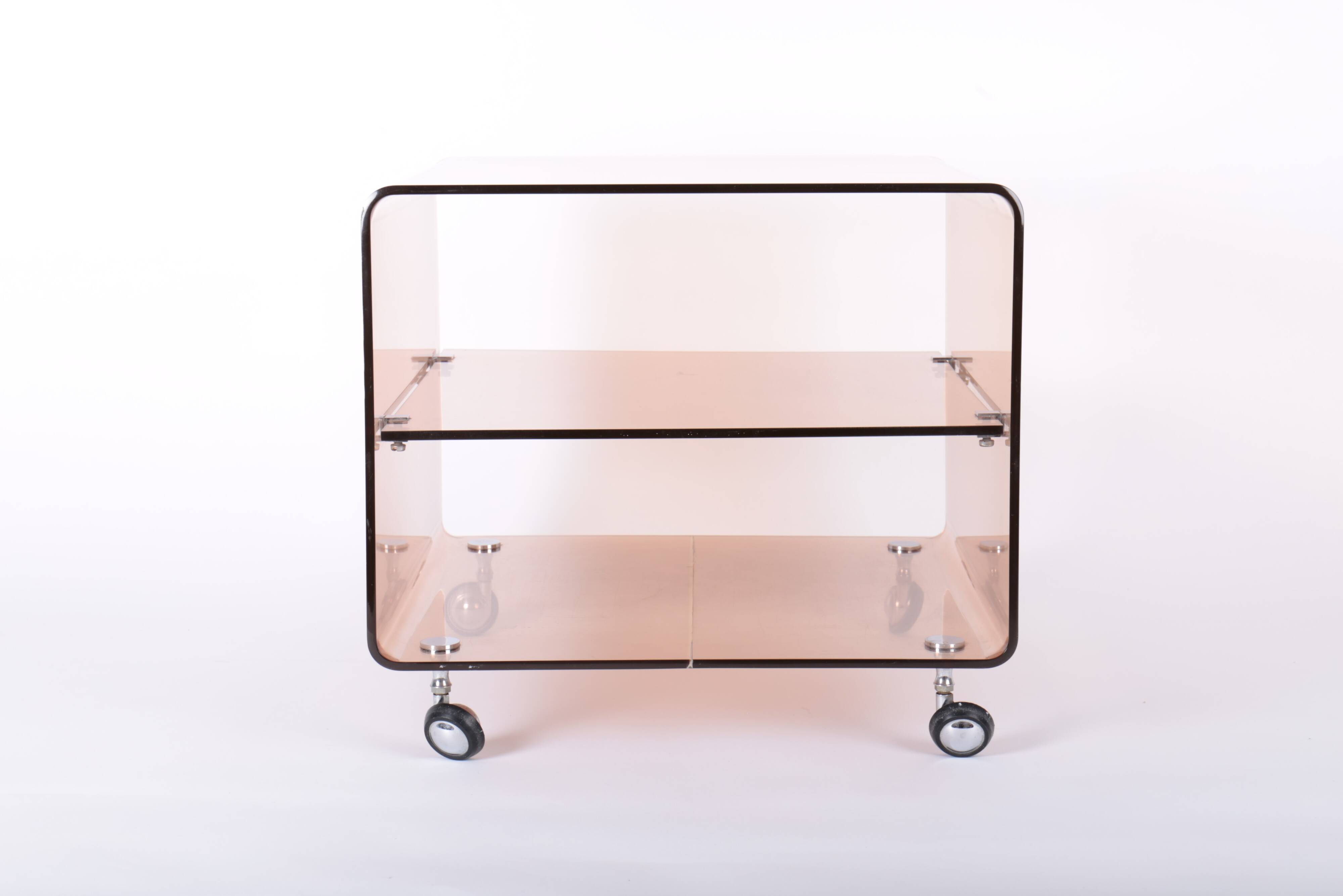 Plexiglas side table or bedside table by Michel Dumas