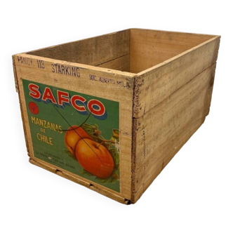 Caisse en bois  transport de pommes safco chili 1959