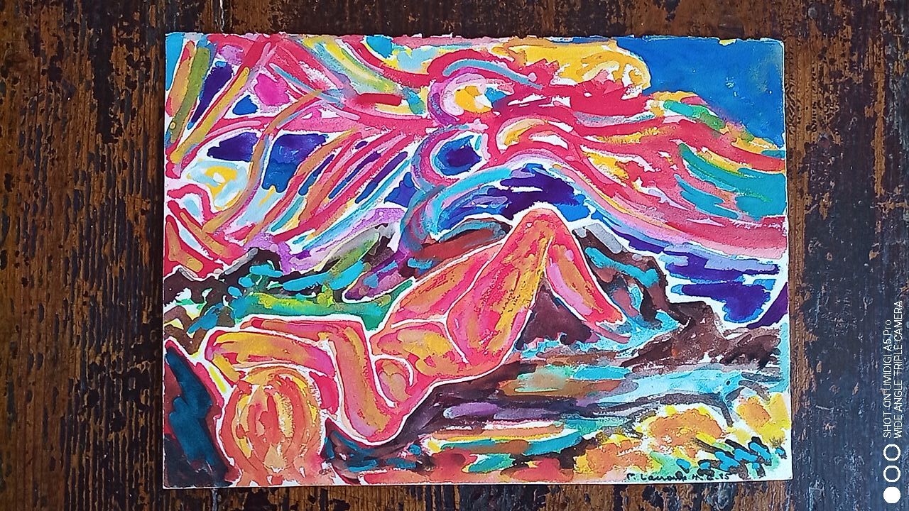 Pierre Lacroux (1909-1993) Gouache - 28 x 40 cm - elongated nude - dated 4.6.85